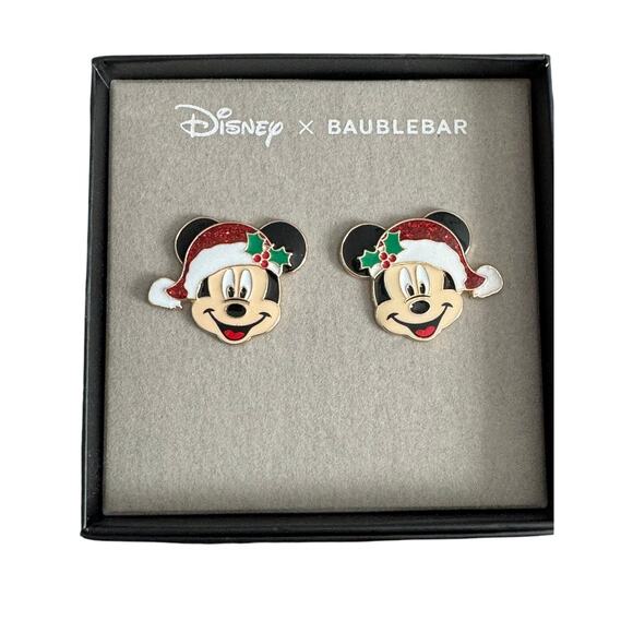 BaubleBar Mickey Mouse Santa Hat Earrings NEW - Picture 1 of 3